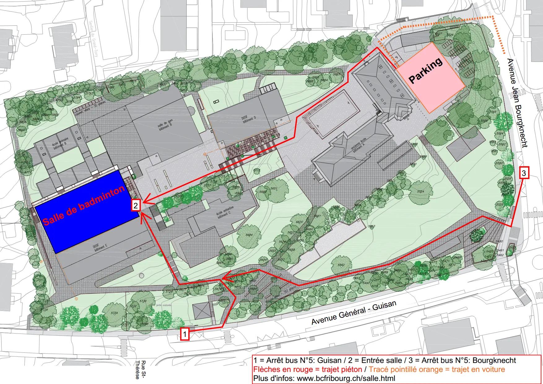 Plan de la salle de badminton fribourg